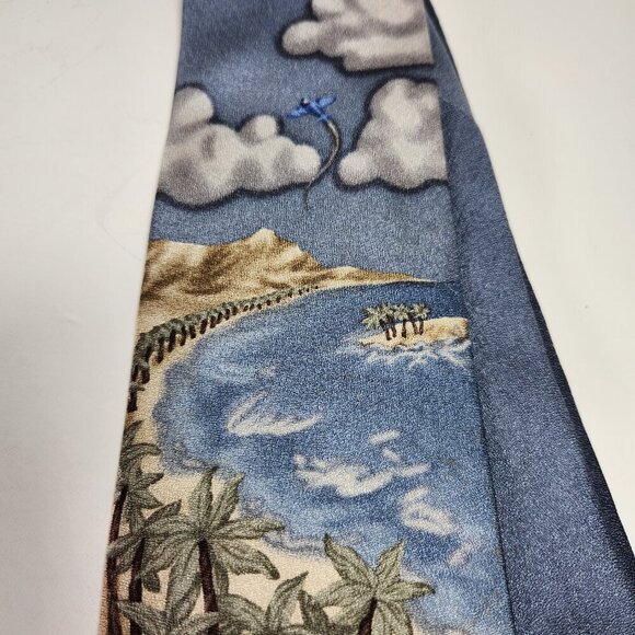 Tropicals by Tango Necktie Men's 100% Silk Tie Tropical Beach Scene Cars Ocean - Picture 11 of 11